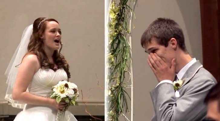 Während er seine Braut am Altar erwartet, bekommt er eine Überraschung, die ihn zum Weinen bringt