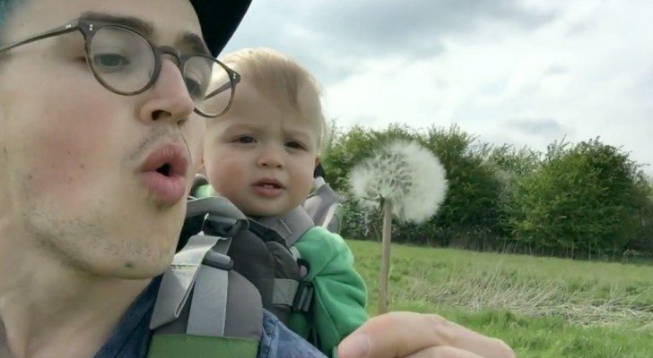 Papa will an der Pusteblume pusten, aber die Reaktion des Sohnes überrascht ihn!