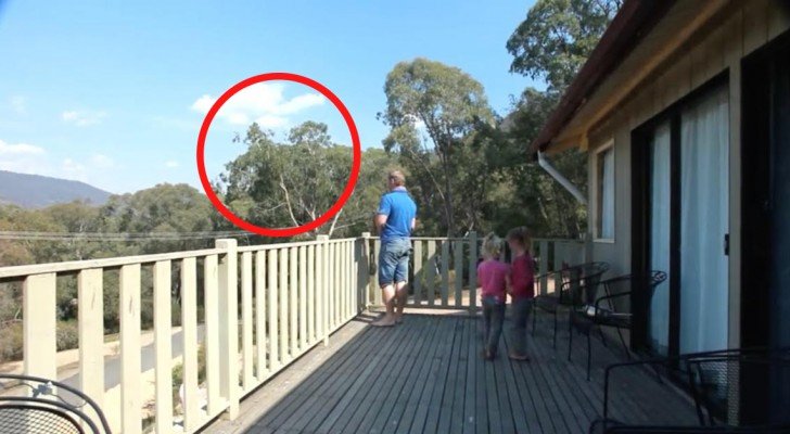 Die Mutter filmt Vater und Töchter auf dem Balkon. Dann passiert etwas Wunderbares